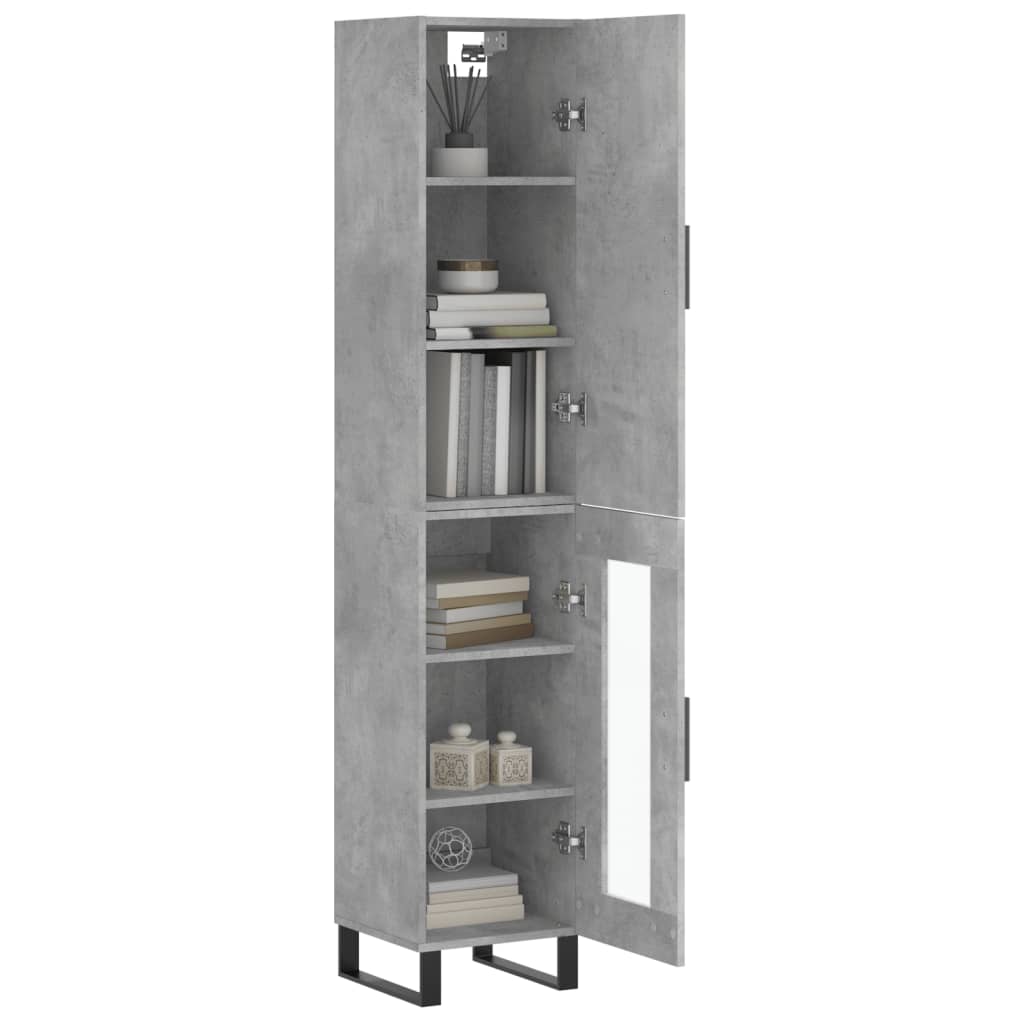 Credenza Grigio Cemento 34,5x34x180 cm in Legno Multistrato