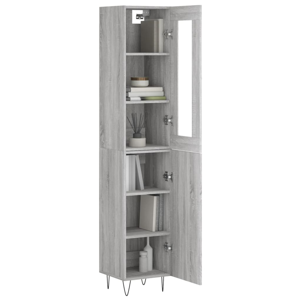 Credenza Grigio Sonoma 34,5x34x180 cm in Legno Multistrato