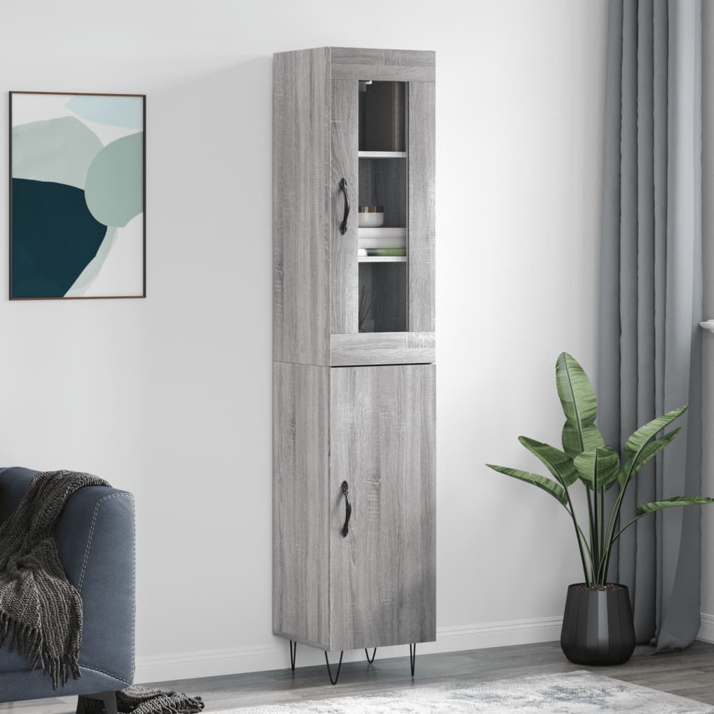 Credenza Grigio Sonoma 34,5x34x180 cm in Legno Multistrato