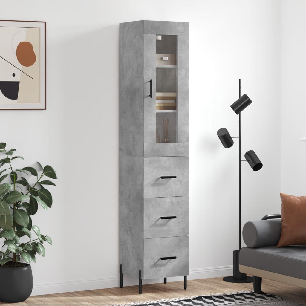 Credenza Grigio Cemento 34,5x34x180 cm in Legno Multistrato - homemem39