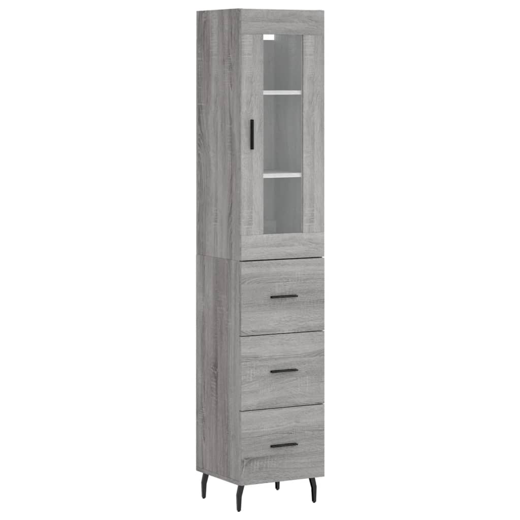 Credenza Grigio Sonoma 34,5x34x180 cm in Legno Multistrato - homemem39