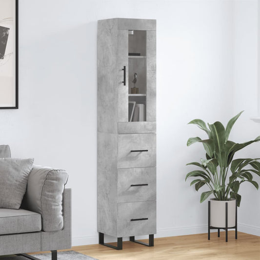 Credenza Grigio Cemento 34,5x34x180 cm in Legno Multistrato