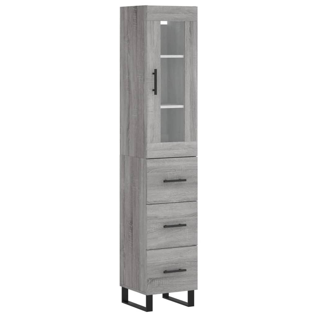 Credenza Grigio Sonoma 34,5x34x180 cm in Legno Multistrato