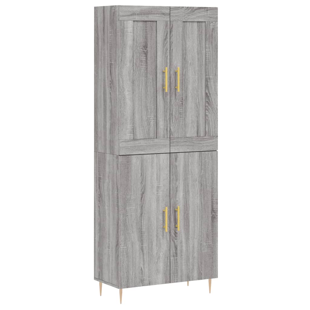 Credenza Grigio Sonoma 69,5x34x180 cm in Legno Multistrato