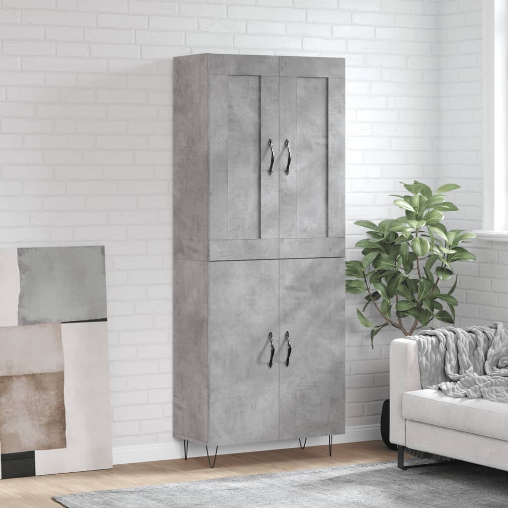 Credenza Grigio Cemento 69,5x34x180 cm in Legno Multistrato - homemem39