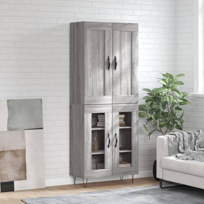 Credenza Grigio Sonoma 69,5x34x180 cm in Legno Multistrato
