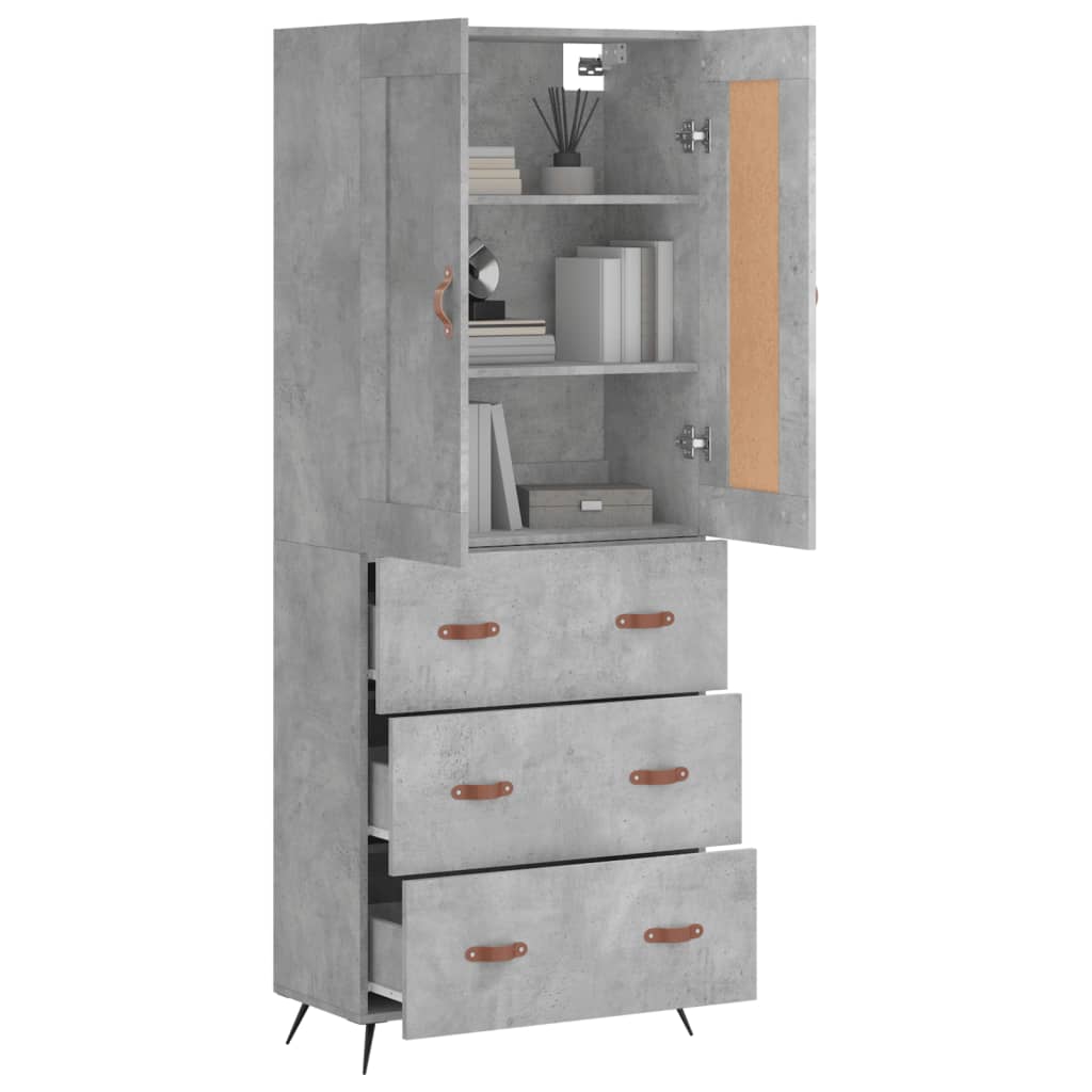 Credenza Grigio Cemento 69,5x34x180 cm in Legno Multistrato - homemem39