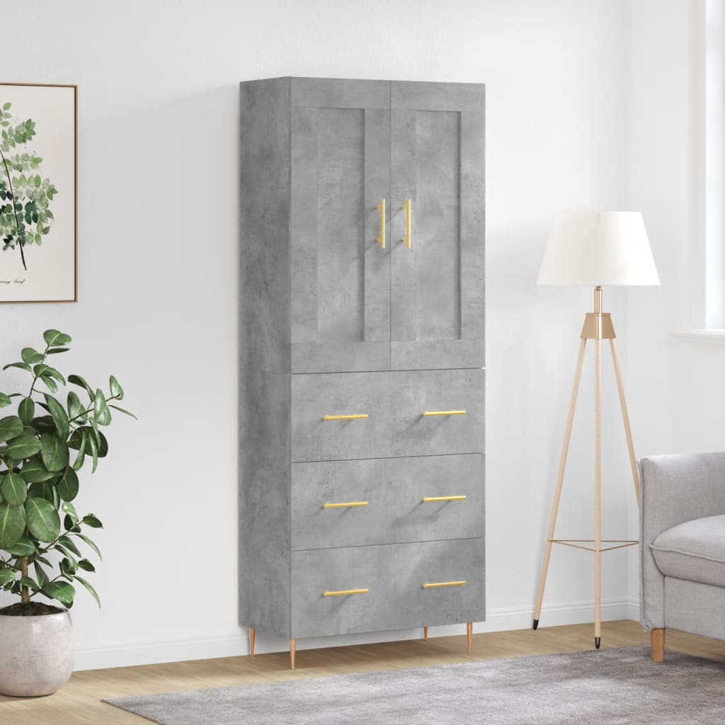Credenza Grigio Cemento 69,5x34x180 cm in Legno Multistrato - homemem39