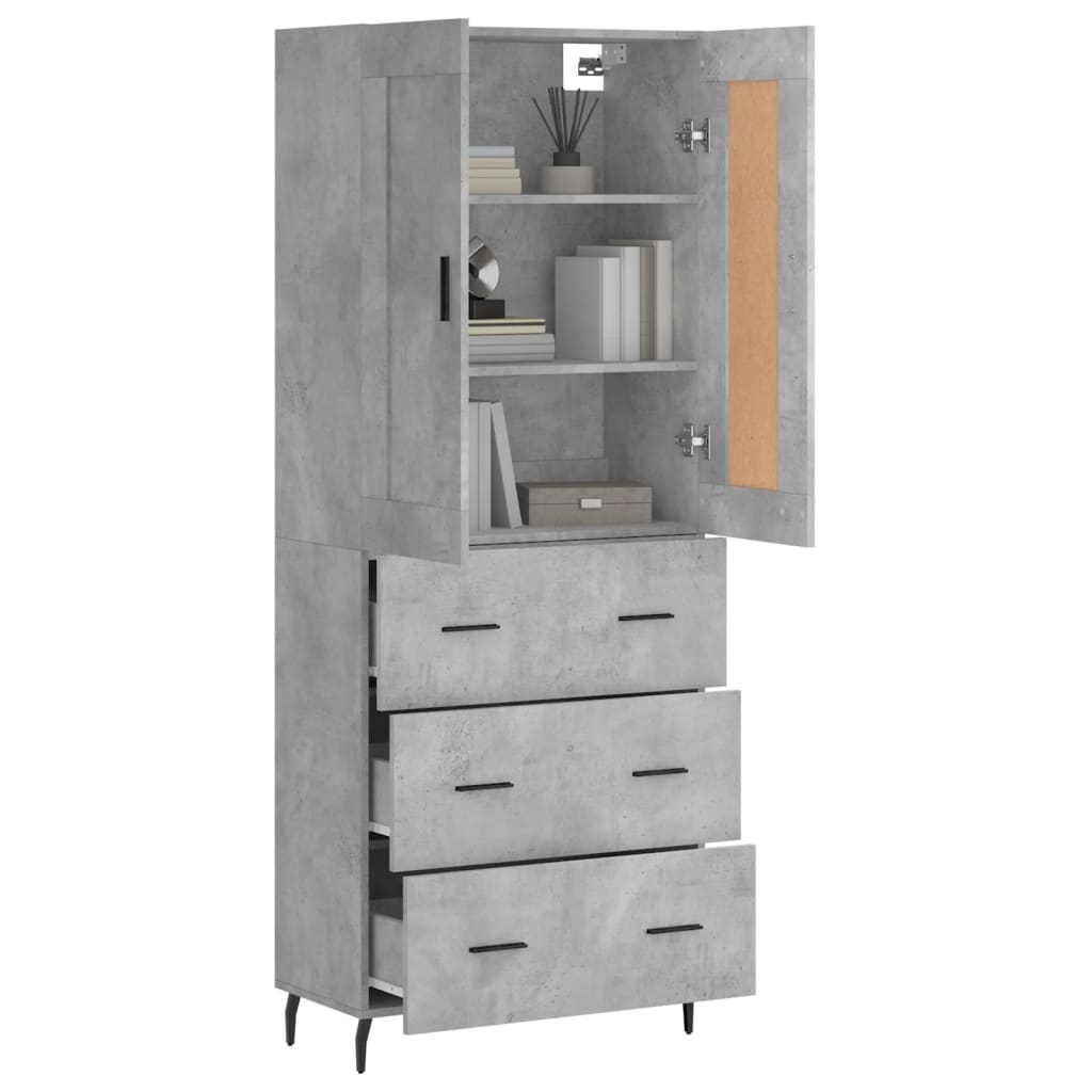 Credenza Grigio Cemento 69,5x34x180 cm in Legno Multistrato | homemem39