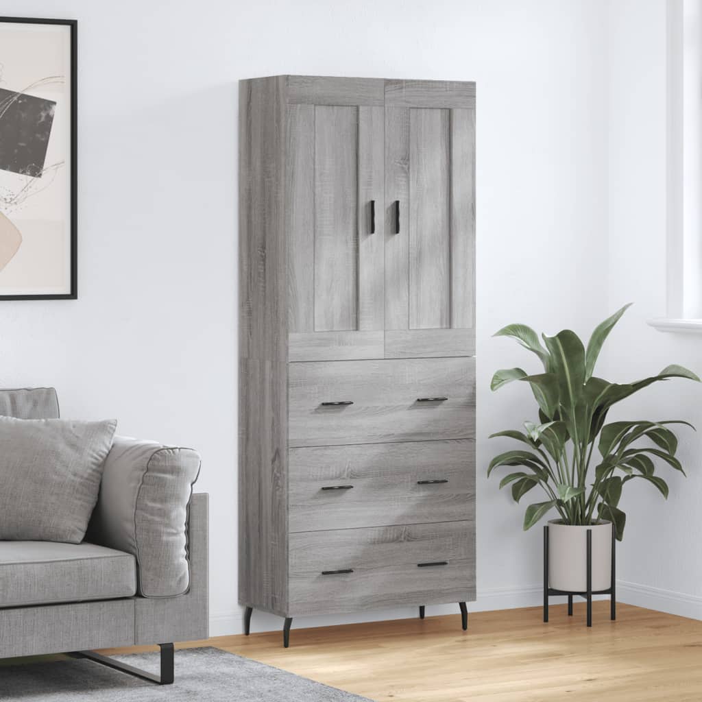 Credenza Grigio Sonoma 69,5x34x180 cm in Legno Multistrato - homemem39