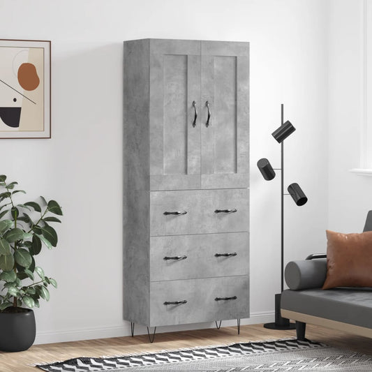 Credenza Grigio Cemento 69,5x34x180 cm in Legno Multistrato - homemem39