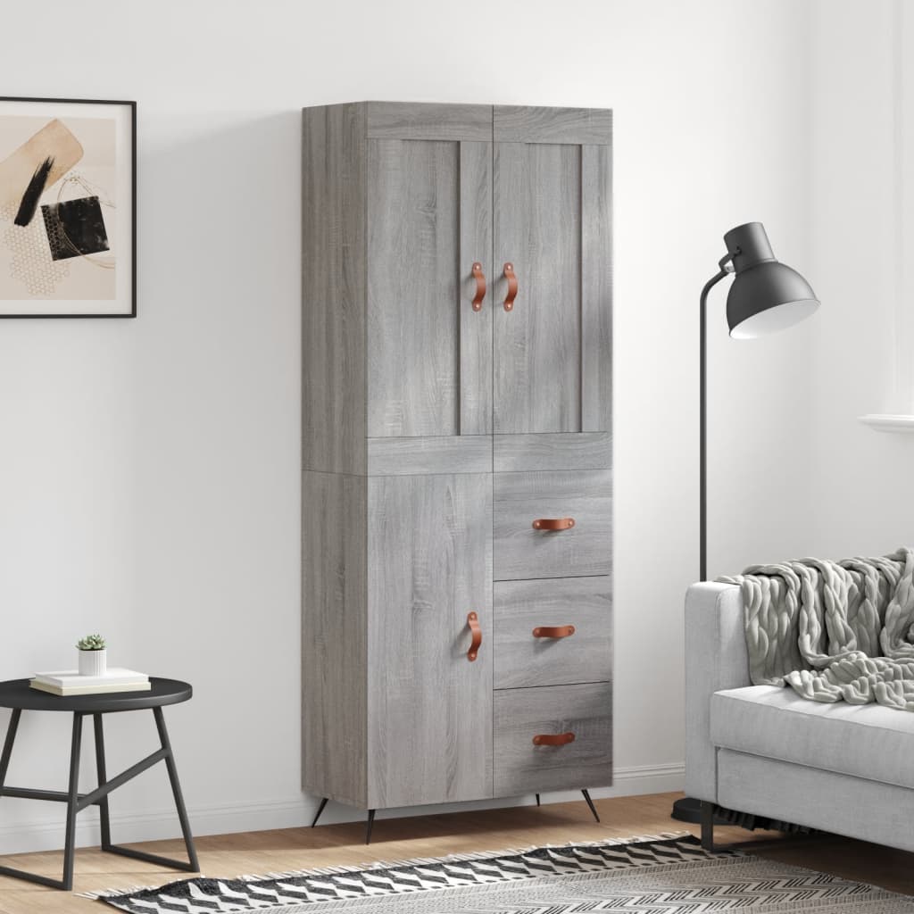 Credenza Grigio Sonoma 69,5x34x180 cm in Legno Multistrato - homemem39