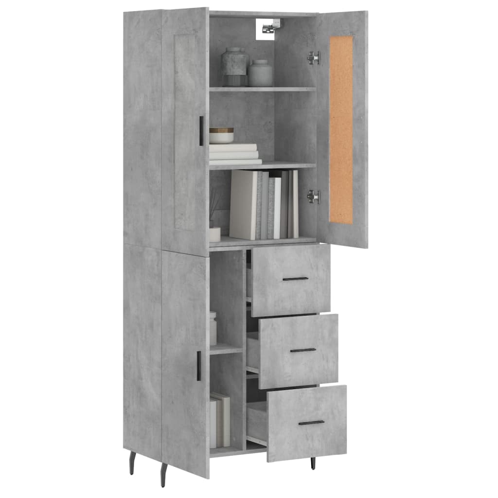 Credenza Grigio Cemento 69,5x34x180 cm in Legno Multistrato - homemem39