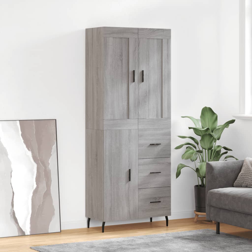 Credenza Grigio Sonoma 69,5x34x180 cm in Legno Multistrato - homemem39