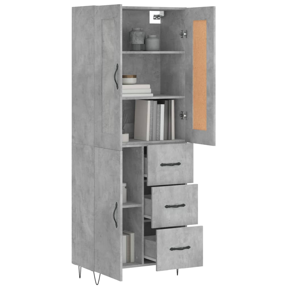 Credenza Grigio Cemento 69,5x34x180 cm in Legno Multistrato - homemem39