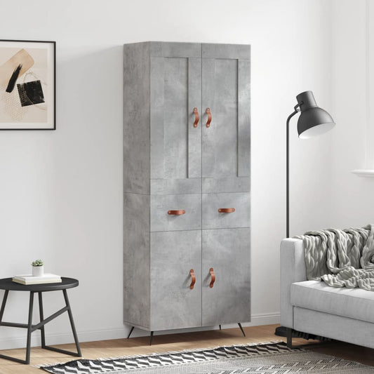 Credenza Grigio Cemento 69,5x34x180 cm in Legno Multistrato - homemem39