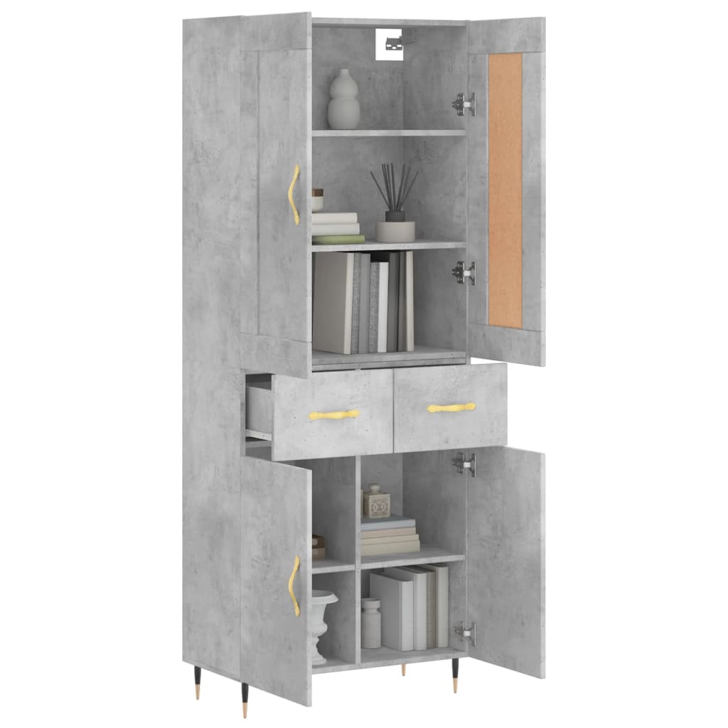 Credenza Grigio Cemento 69,5x34x180 cm in Legno Multistrato - homemem39