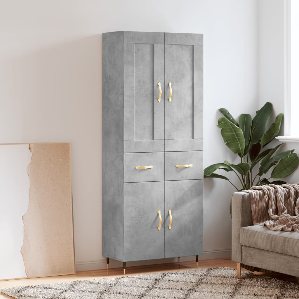Credenza Grigio Cemento 69,5x34x180 cm in Legno Multistrato - homemem39