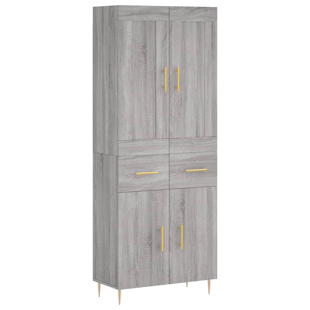 Credenza Grigio Sonoma 69,5x34x180 cm in Legno Multistrato