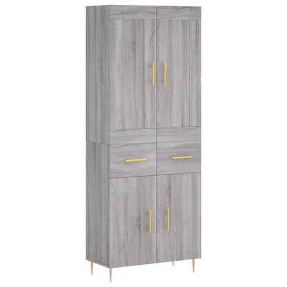 Credenza Grigio Sonoma 69,5x34x180 cm in Legno Multistrato