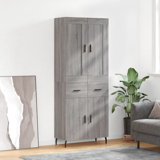Credenza Grigio Sonoma 69,5x34x180 cm in Legno Multistrato - homemem39