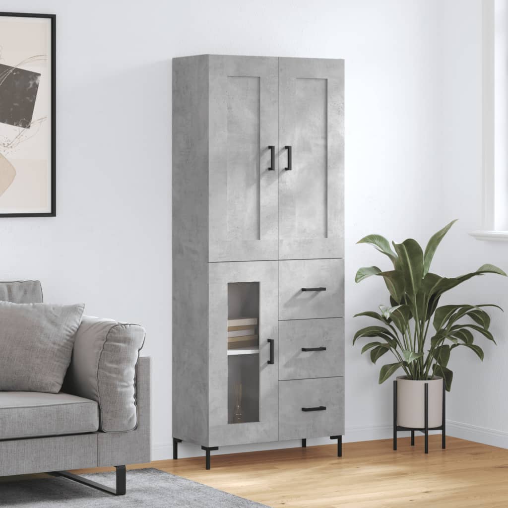 Credenza Grigio Cemento 69,5x34x180 cm in Legno Multistrato - homemem39