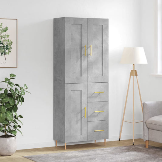 Credenza Grigio Cemento 69,5x34x180 cm in Legno Multistrato - homemem39