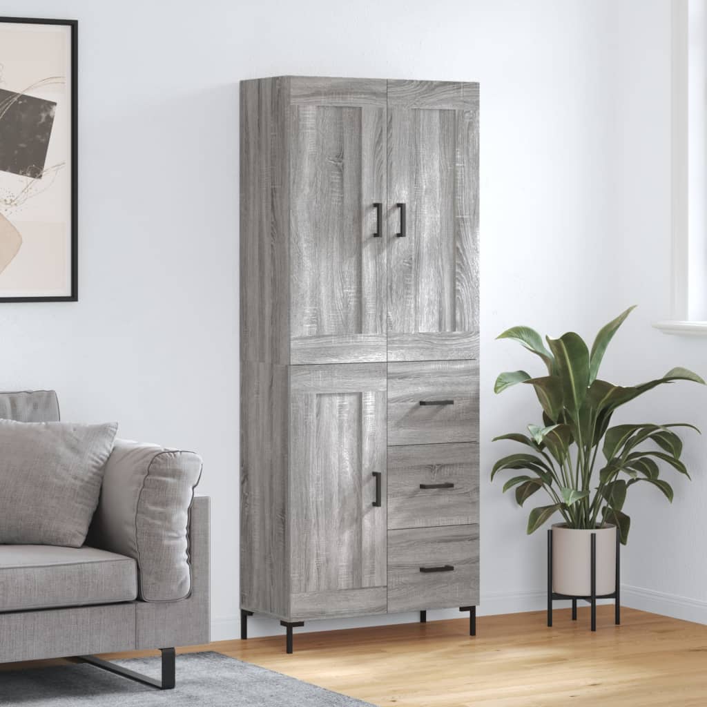 Credenza Grigio Sonoma 69,5x34x180 cm in Legno Multistrato - homemem39