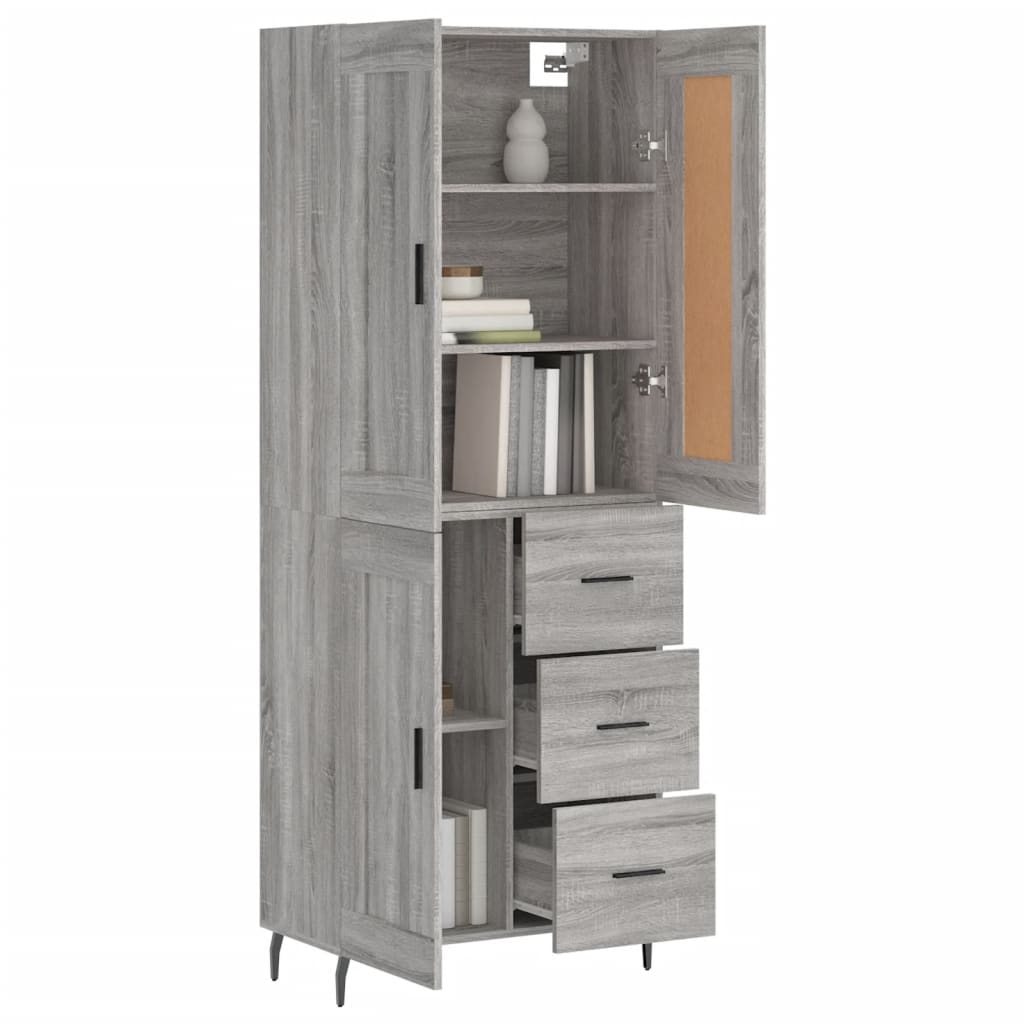 Credenza Grigio Sonoma 69,5x34x180 cm in Legno Multistrato - homemem39