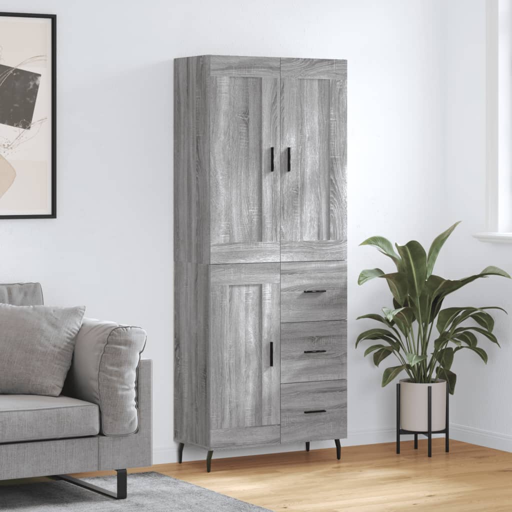 Credenza Grigio Sonoma 69,5x34x180 cm in Legno Multistrato - homemem39