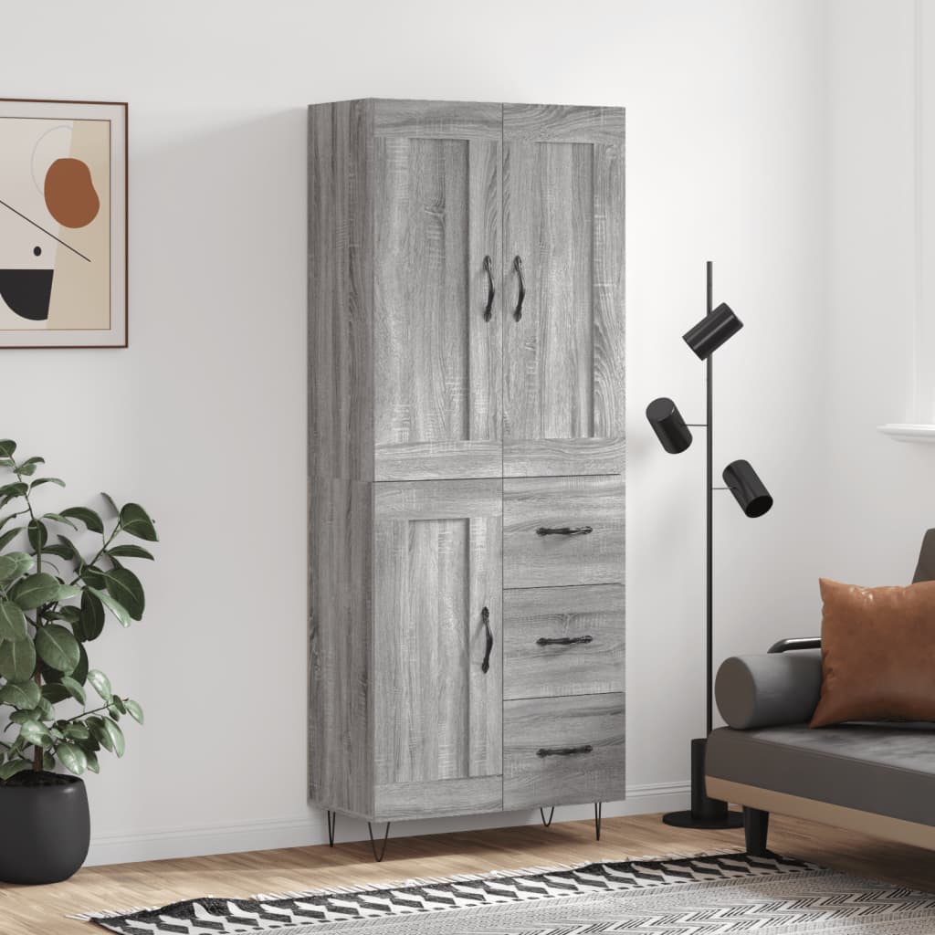 Credenza Grigio Sonoma 69,5x34x180 cm in Legno Multistrato - homemem39