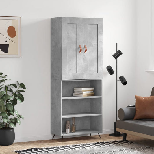 Credenza Grigio Cemento 69,5x34x180 cm in Legno Multistrato - homemem39