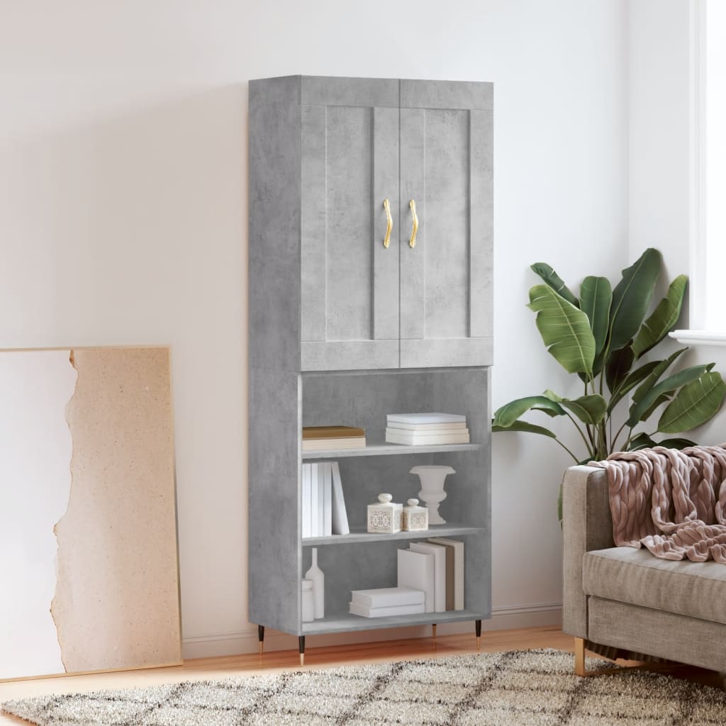 Credenza Grigio Cemento 69,5x34x180 cm in Legno Multistrato - homemem39