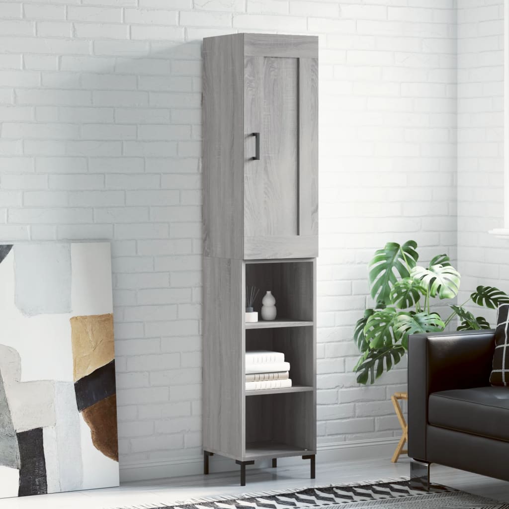 Credenza Grigio Sonoma 34,5x34x180 cm in Legno Multistrato - homemem39