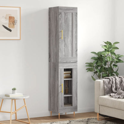 Credenza Grigio Sonoma 34,5x34x180 cm in Legno Multistrato