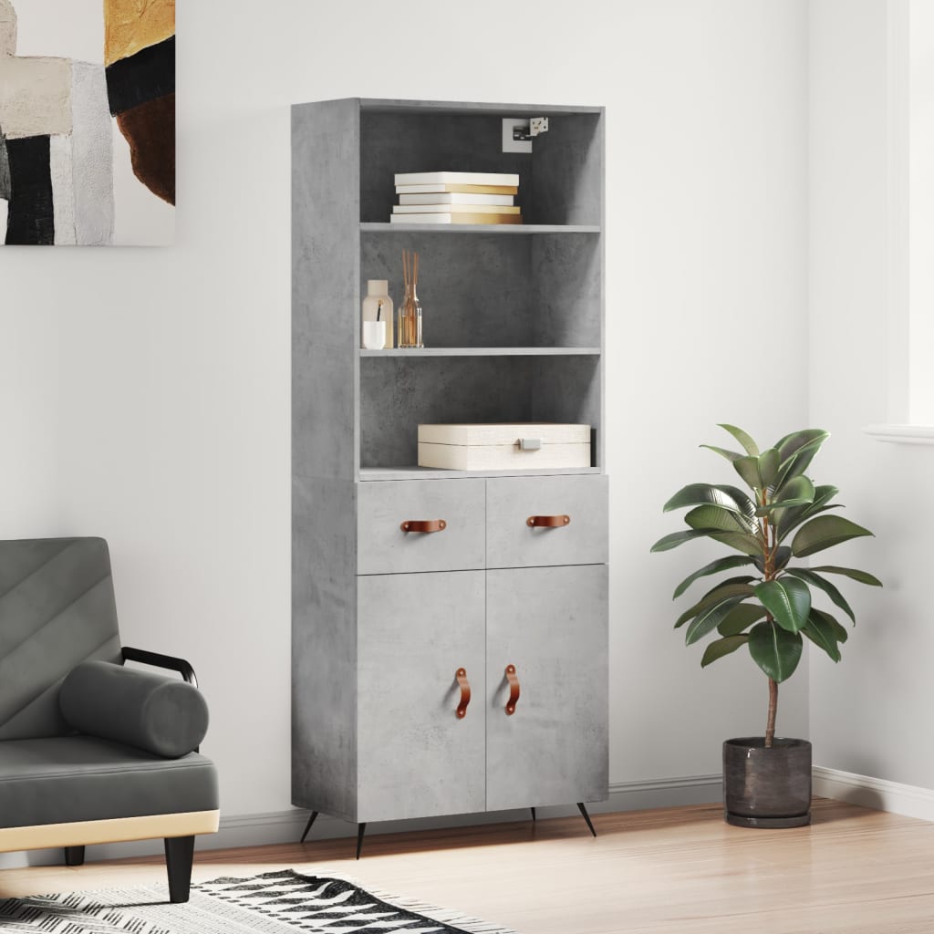 Credenza Grigio Cemento 69,5x34x180 cm in Legno Multistrato - homemem39