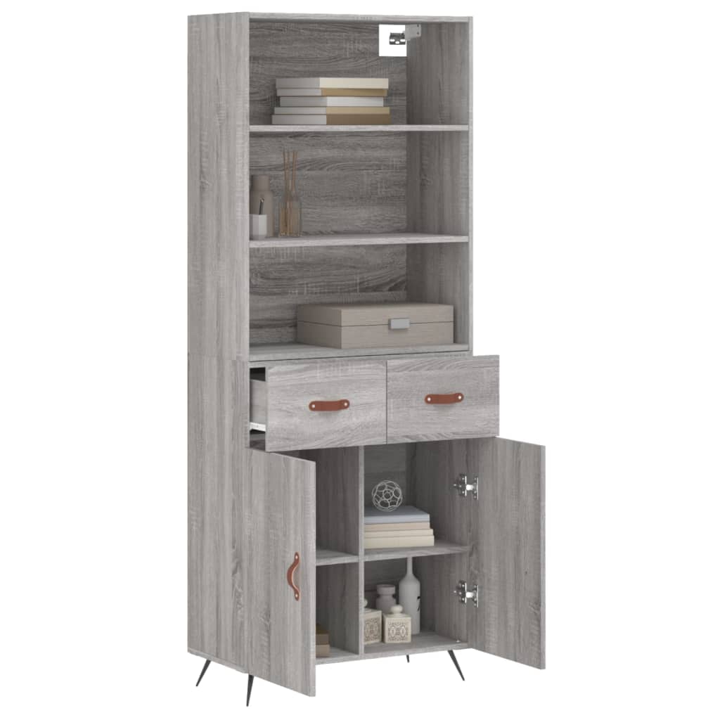 Credenza Grigio Sonoma 69,5x34x180 cm in Legno Multistrato - homemem39