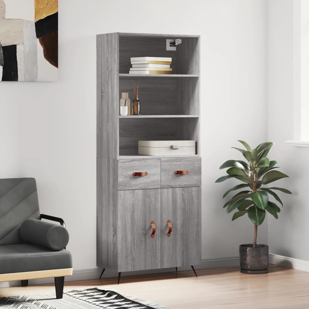 Credenza Grigio Sonoma 69,5x34x180 cm in Legno Multistrato - homemem39