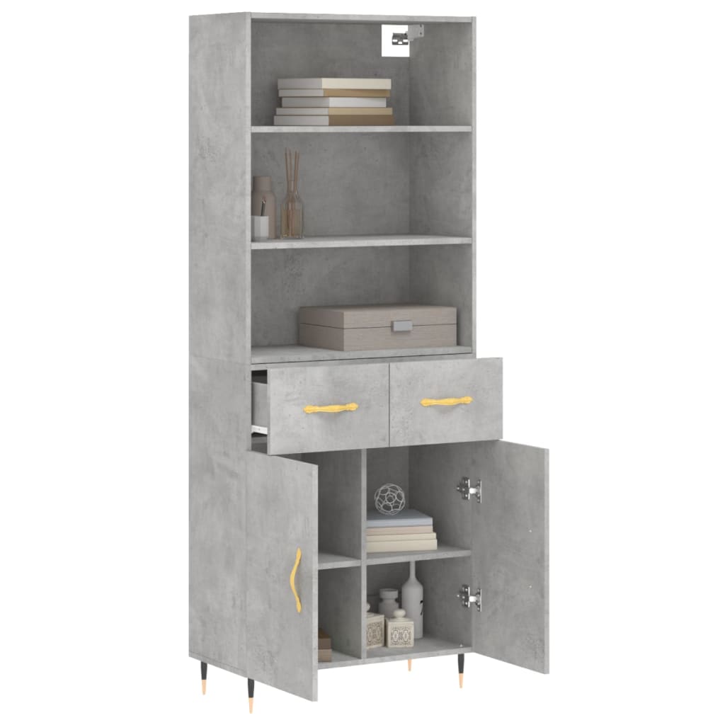 Credenza Grigio Cemento 69,5x34x180 cm in Legno Multistrato - homemem39