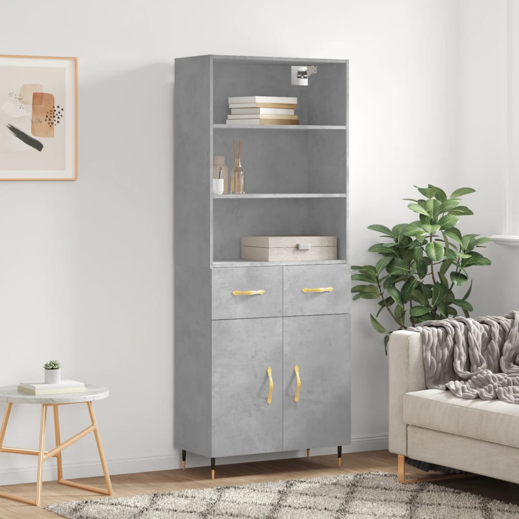Credenza Grigio Cemento 69,5x34x180 cm in Legno Multistrato - homemem39
