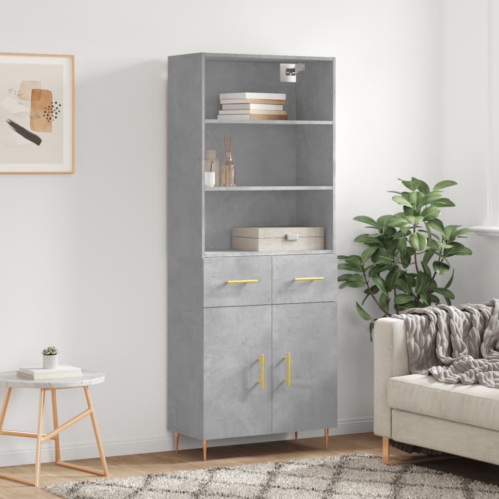 Credenza Grigio Cemento 69,5x34x180 cm in Legno Multistrato - homemem39