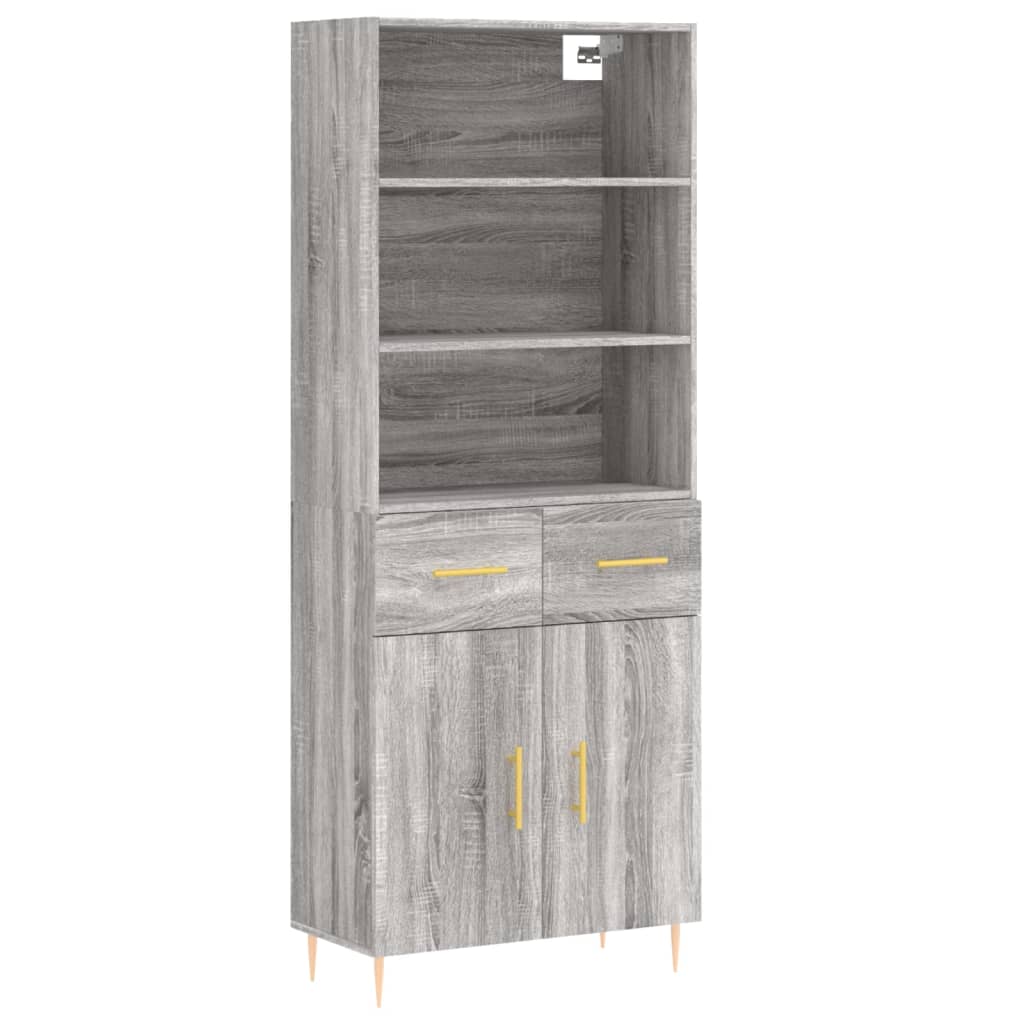 Credenza Grigio Sonoma 69,5x34x180 cm in Legno Multistrato - homemem39