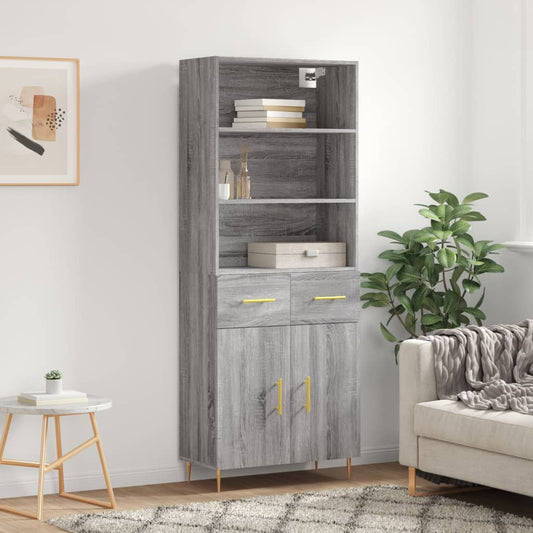 Credenza Grigio Sonoma 69,5x34x180 cm in Legno Multistrato - homemem39