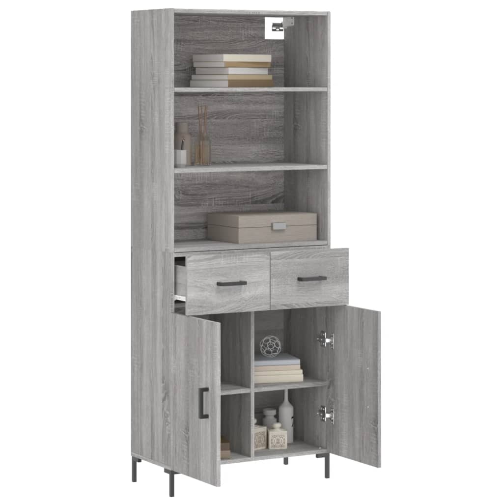 Credenza Grigio Sonoma 69,5x34x180 cm in Legno Multistrato - homemem39