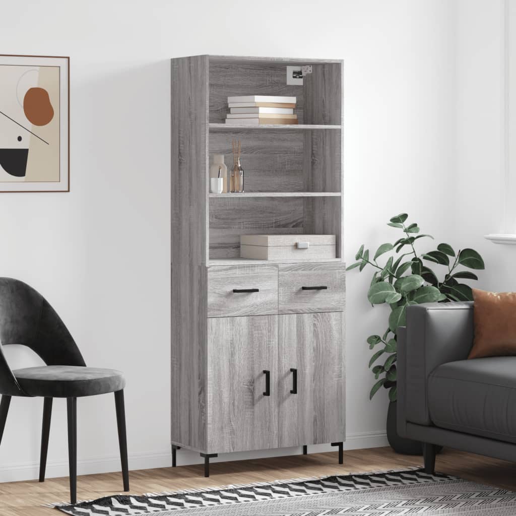 Credenza Grigio Sonoma 69,5x34x180 cm in Legno Multistrato - homemem39