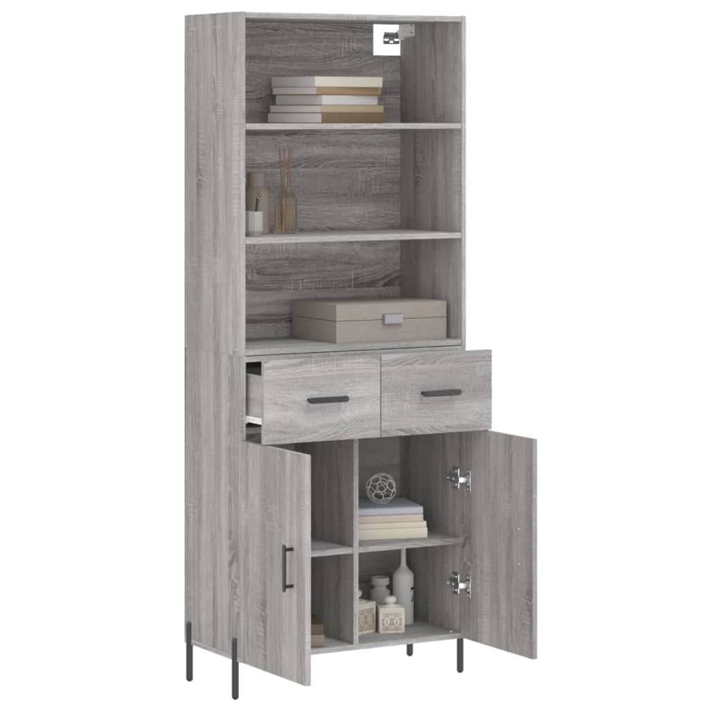 Credenza Grigio Sonoma 69,5x34x180 cm in Legno Multistrato - homemem39