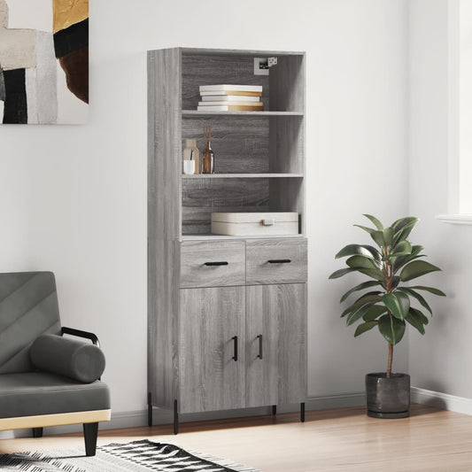 Credenza Grigio Sonoma 69,5x34x180 cm in Legno Multistrato - homemem39