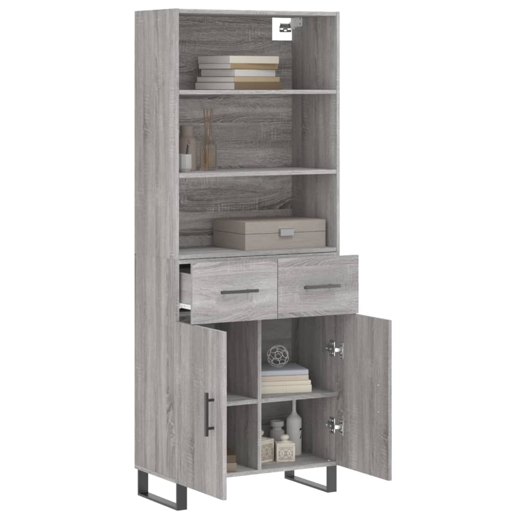 Credenza Grigio Sonoma 69,5x34x180 cm in Legno Multistrato - homemem39