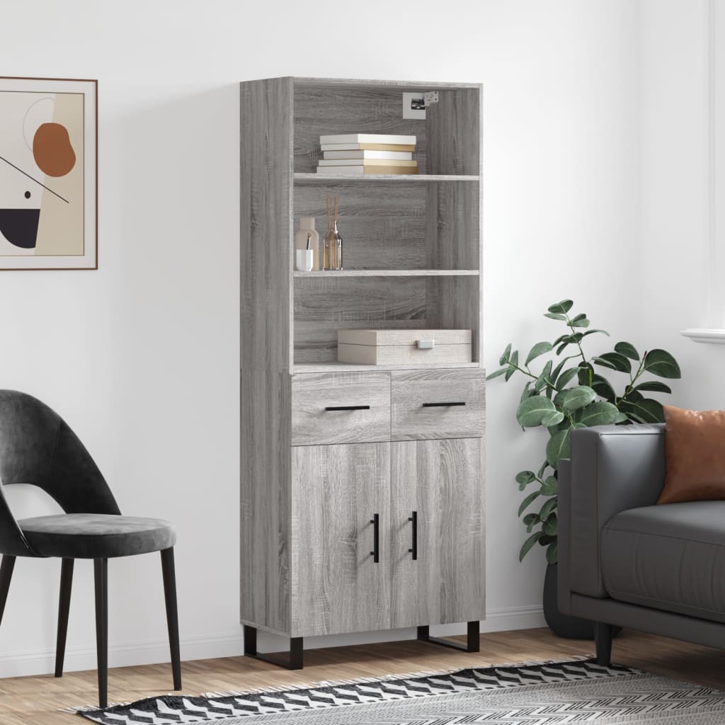 Credenza Grigio Sonoma 69,5x34x180 cm in Legno Multistrato - homemem39