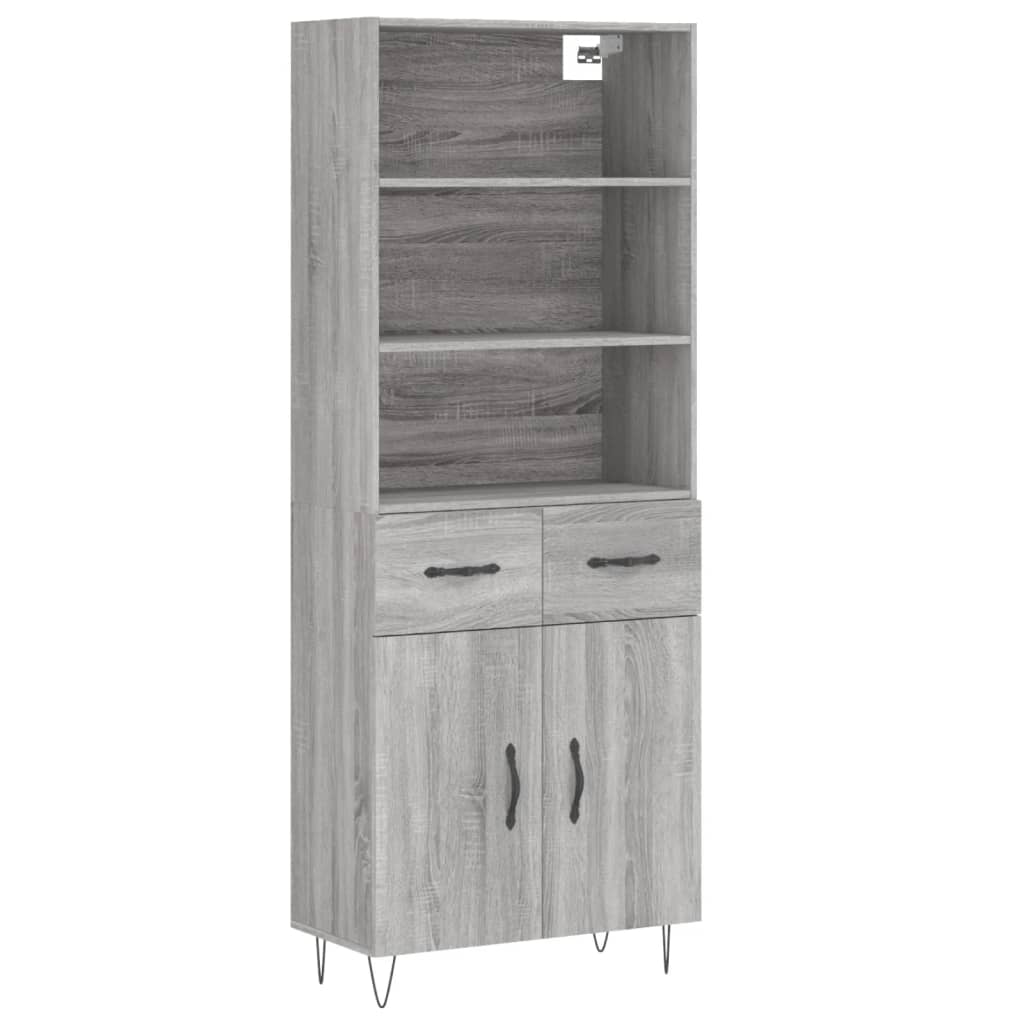 Credenza Grigio Sonoma 69,5x34x180 cm in Legno Multistrato - homemem39